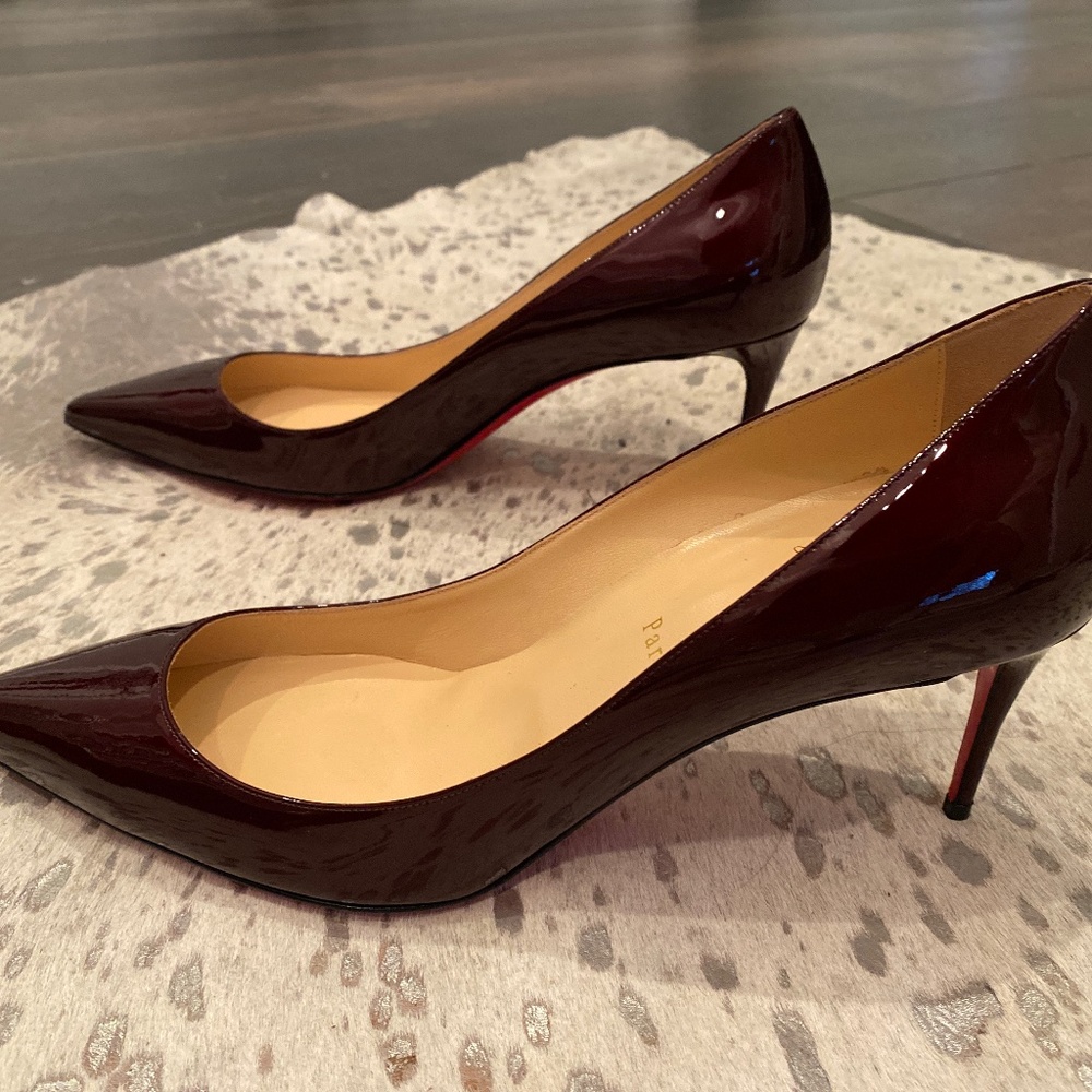 Red patent Louboutin kitten heels NEVER WORN!